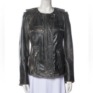 New with Tags: Isabel Marant gorgeous aged leather collarless jacket, Size 36